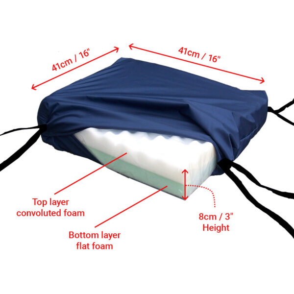 Pressure Relief Cushion with Water Resistant Cover